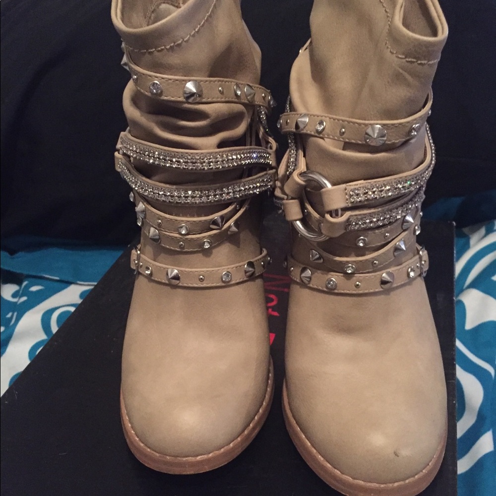 Cream Stud Booties - image 3